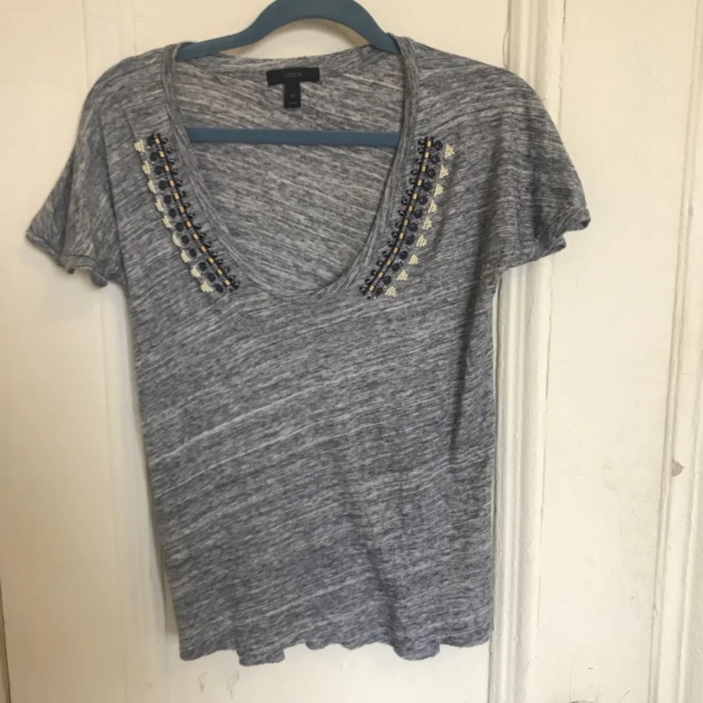(3/$15) J.Crew Beaded Scoop Neck Tee